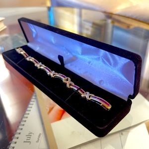 14Kt yellow gold ladies cast & assembled ruby & diamond bracelet